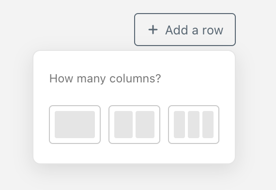 Adding a row to the dashboard and choosing whether it holds one, two or three columns